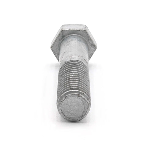 One Half Inch Hex Bolts Kit With Nuts And Flat Washers Hot Dipped Galvanized HDG Grade A Partial Thread 13 Threads Per Inch Nine Inch Length Twenty Five Count Built To Beef Up Construction And Steel Frame Projects, showing a single bolt from the kit