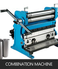 Straight Up Heavy Hitter 12 Inch Manual Sheet Metal Brake 3 In 1 Shear Roll Bender with metallic forms for precision metalworking.