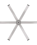 84 Inch Smart Outdoor Ceiling Fan With Wifi App Control And SenseMe Tech For Next Level Backyard Vibes Super High Velocity Modern Design In Refined Brushed Aluminum Frame blades seen from above.