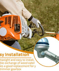 Man using Beefy Gear Head Replacement For Weed Eater And Brush Cutter Trimmers, showing easy installation