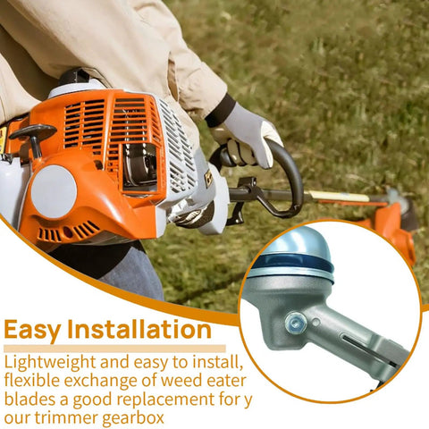 Man using Beefy Gear Head Replacement For Weed Eater And Brush Cutter Trimmers, showing easy installation