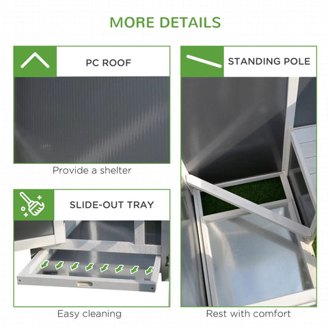 Outdoor Chicken Coop With Run And Nesting Box features waterproof roof, removable tray, and standing pole for backyard flocks.