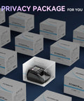 AL 135T Counterfeit Bill Detector Money Checker With Three Inch Digital Screen in privacy packaging on dark background.