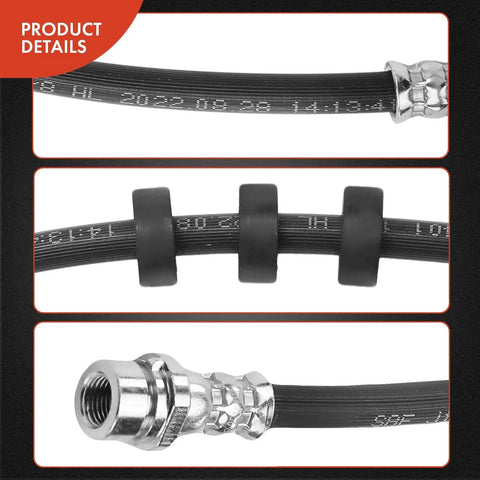 Close-up of Front Brake Hydraulic Hose For Ford Escape, Mazda Tribute, and Mercury Mariner, Replacement 7L8Z2078B