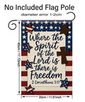 Patriotic Christian Garden Flag 12x18 Inch Double Sided Front Yard Decor With Bible Verse Where The Spirit Of The Lord Is There Is Freedom Jesus Faith God Family Country Quote For Outdoor Lawn Display