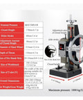Heavy Duty Cast Iron Manual Arbor Press Workhorse For Precision Punching Riveting Stamping With Adjustable Handwheel Design, technical specifications chart.