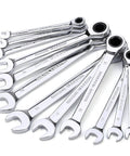 Ratchet Spanner Set 12 Piece Double End Ring Wrenches Hand Tool Kit For Auto Repair Rust Resistant Finish Easy Grip Design