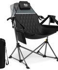 Big Ol Oversized Hammock Camping Chair For Outdoors Ultra Comfort Up To 400 Lbs with black frame and adjustable backrest.