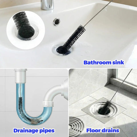 Dryer Vent Cleaner Kit 5 Piece Flexible Snake Brush Set cleaning sink, drainage, and floor drains for lint removal and tight spaces.
