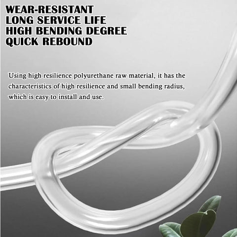 Heavy Duty Polyurethane Air Hose, 328 Feet Of Flexible Pneumatic Tubing shown in a coiled bend, highlighting its durability and flexibility.
