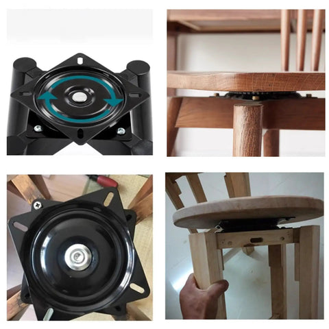 Beefy 6.25 Inch Heavy Duty Bar Stool Swivel Plate Replacement with Square Turntable installation views