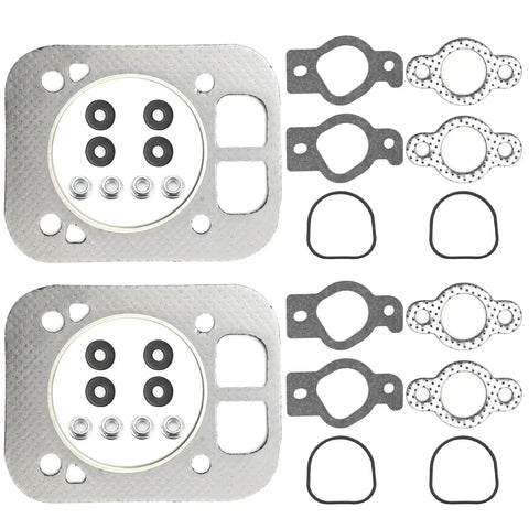 Cylinder Head Gasket Kit For Lawn And Garden Engines 2 Pack Fits CH25 CH26 CH730 CH740 CH750 CV730 CV732 CH742 CV25 CV26 CV724 And More Replacement For Part Numbers 24 841 04 S 24 041 16 24 041 32 24 041 37 S shown in multiple components, suitable for various engine models.