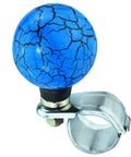 Ball Steering Wheel Knob Spinner For One Hand Driving Aid, Marbled Blue Power Handle Grip with silver clamp.