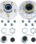 Front view of GREPSPUD 2-pack galvanized trailer hub kits for 5 on 4.5 inches; includes bearings, nuts, cotter pins