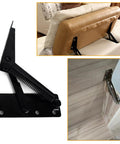 Foldable Lifting Bracket Set 80 Degree Sofa Spring Hinge For Storage Boxes, Sofa Beds, Cabinets And Toy Chests, Smooth Quiet Lift And Lower, Durable Black Hardware 1 Pair