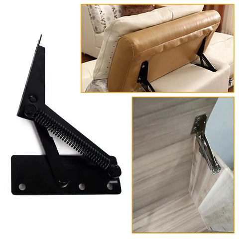 Foldable Lifting Bracket Set 80 Degree Sofa Spring Hinge For Storage Boxes, Sofa Beds, Cabinets And Toy Chests, Smooth Quiet Lift And Lower, Durable Black Hardware 1 Pair
