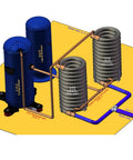 Heavy Duty Tube In Tube Coaxial Condenser For Heat Pump Water Heaters with heat exchange coils and water inlets.