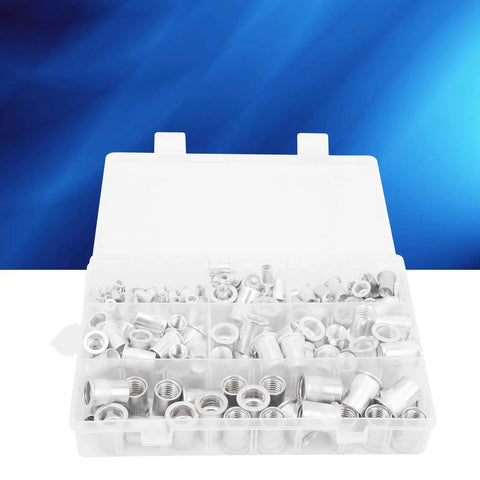 Heavy Duty 175 PC Aluminum Rivet Nut Assortment Kit With Snap Install Tool For Mechanic Shops Furniture Assemblage And Equipment Repair Tasks That Lock In A Bulletproof Thread Every Time Zero Hassle Required