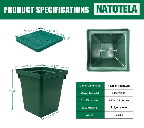 Heavy Duty 16X16X16 Inch Underground Splice Box With Solid Cover For No Fuss Setup And Pro Cable Management Lightweight Rugged Build.