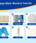 Drinking Water Bacteria Test Kit With 12 Tests Detecting Coliform And E Coli Plus All Bacteria For Home Well Tap Pool Hot Tub City Water Easy DIY Tester With Free Lab Analysis And Clear Step By Step Instructions components including culture plates and guide.