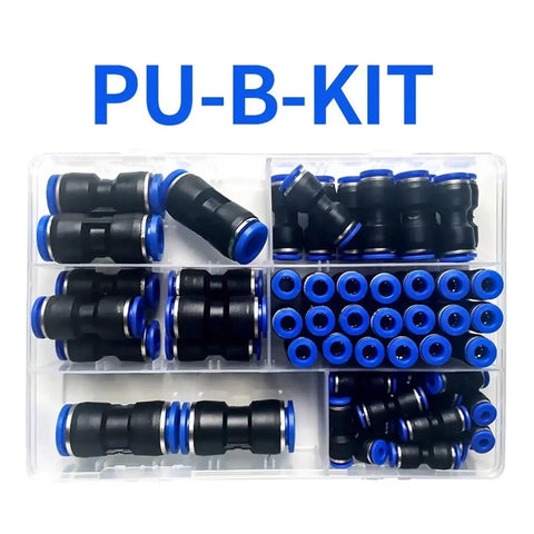 Sweet High Quality Boxed Pneumatic Fitting Kit With Straight Push Plastic Connectors For 4Mm 6Mm 8Mm 10Mm 12Mm Pu Tubes Featuring Ninja Valves 100 Piece C Kit Perfect For Tough Diy Projects And Air Compressor Gear No Dumps In Your Face