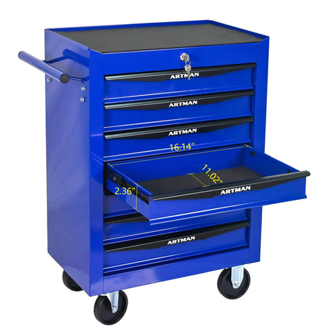 Beast Seven Drawer Rolling Tool Chest For The Garage With Ball Bearing Slides lockable handle blue steel tool cabinet