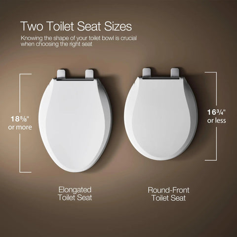 Comparison of elongated closed front toilet seat with cover durable polypropylene stain resistant finish that will not peel or stain easy to clean quiet comfy fit for most toilets a solid bathroom upgrade and round-front toilet seat sizes