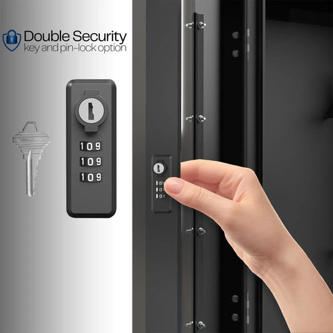 Heavy Duty Wall Mount EV Charger Protective Box With Lockable Safety Padlock showcasing key and pin-lock option.