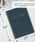 Daily Planner With Hourly Schedule Spiral Notepad For Easy Tasking And Appointment Organization on desk with keyboard and coffee