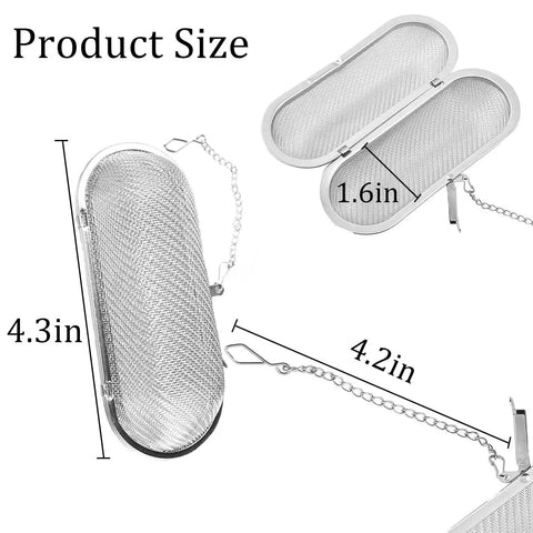Straight Up Heavy Duty Stainless Steel Mesh Basket Pair For Ultrasonic Jewelry Cleaner And Small Parts Washer Built Tough For No Sweat Cleaning And Effortless Rinsing Daily, measuring 4.3 by 1.6 inches.