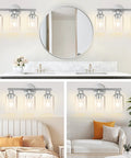 Dope Black Matte Vanity Light Fixture With 3 Light Wall Sconces And Clear Glass Shades illuminating bathroom and living spaces