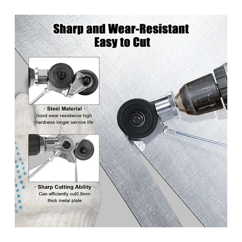 Pro Grade Drill Attachment Kit for DIY Metalworking Nibbler Plate Cutter and Sheet Metal Cutter with electric drill cutting metal