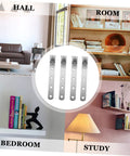 4 Pack Heavy Duty Right Angle Shelf Brackets Outside Corner Wall Mounts arranged with shelf displays in hall, room, bedroom, and study.