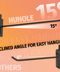 Comparison of 15-degree tilted Heavy Duty 10 Inch Slatwall Hooks with 0-degree regular hook for easier tool hanging