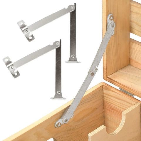 2 Pack Cabinet Lid Hinges With Lid Support Durable Folding System for Suitcases Jewelry Boxes Wooden Boxes and Storage Chests Easy Install