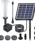Solar Powered Bird Bath Fountain Pump With USB Charging Plug And Play Direct Sun Operation For Bird Baths And Small Ponds Easy Install