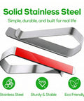 Pair of Six Pack Premium Stainless Steel Clips With 3M Adhesive For DIY Car Sun Visor Mounts, showcasing red adhesive strip