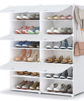 Six Tier Shoe Storage Cabinet For 24 Pairs Of Shoes Plastic Shelves Organizer For Closet Hallway Bedroom And Entryway Space Saving Shoe Rack With Easy Access And Big Capacity filled with various shoes