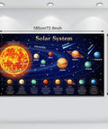 Giant Solar System Poster Banner For Space Themed Parties And Classroom Decor, 72.8 By 43.3 Inches, colorful planet illustration