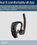 Wireless Single Ear Bluetooth Headset With Noise Canceling Microphone For On The Go Pros shown from side