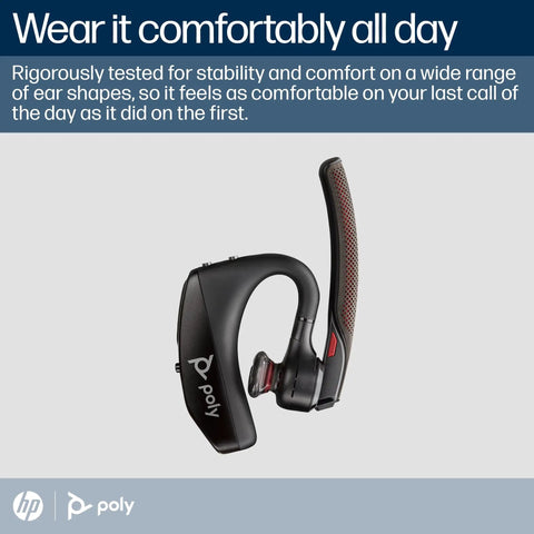 Wireless Single Ear Bluetooth Headset With Noise Canceling Microphone For On The Go Pros shown from side