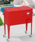 80 Quart Rolling Ice Chest With Wheels For Backyard BBQs And Parties, Patio Cooler With Bottle Opener and Cap Catcher