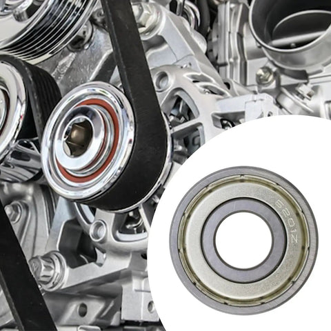 Engine component with focus on Two Pack 12mm Bore 32mm Outer Diameter 10mm Width Double Shielded Deep Groove Ball Bearings 6201ZZ.