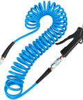 Solid As Nails 1/4 Inch By 25 Foot Polyurethane Coil Air Hose With Instant Spring Back Rewind and Heavy Duty Fittings for EZ Setup and Knockout Blower Performance.