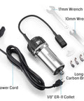 Genmitsu 710W CNC router spindle with 1/8 ER-11 collet, 65mm diameter, power cord