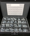 All Purpose Flange Nut And Bolt Assortment Kit M6 M8 M10 Small Head Fasteners organized in a tray case