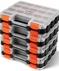 Stacked Double Sided 34 Compartment Tool Organizer With Clear Lid Grab And Go Four Pack Adjustable Dividers For Garages Workbenches Cabinets And Fishing Tackle Storage System