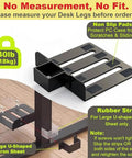 Under Desk PC Mount Heavy Duty Steel Computer Tower Holder with non-slip pads and rubber strip for desk leg measurement.