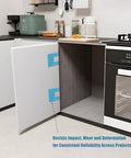 Self Clamping Hinge Jig for No Drill Door Installation With Magnetic Lock and Precision Mortise Template installed on cabinet doors, showing precise fit and ease of use in kitchen setting.