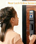 Hella Easy Keyless Entry Setup Featuring Video Doorbell Camera Smart Deadbolt Palm Vein Scanner Voice Control face recognizer in use.